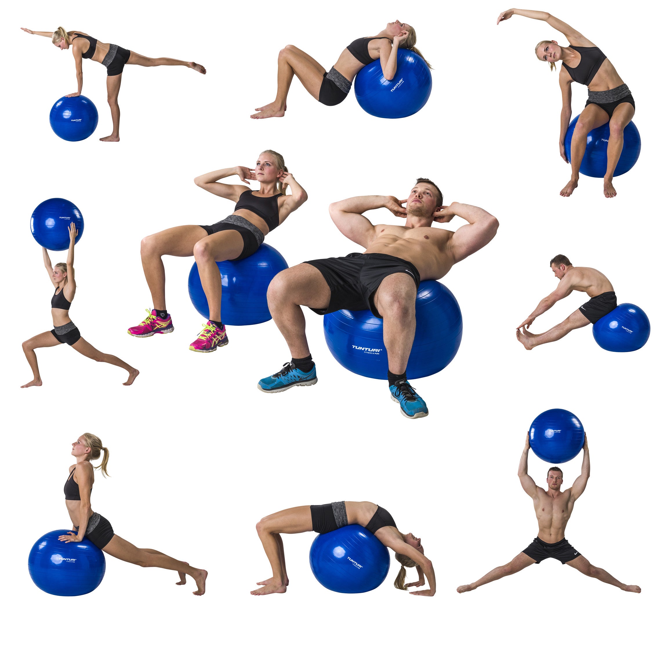 Träningsboll - Tunturi - 'Gymball' - 55 CM - Svart