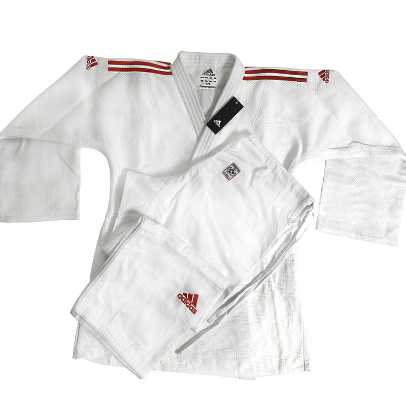 Judo Uniform - Adidas Judo - 'Champion 2.0' - Slim Fit - Vit-Röd