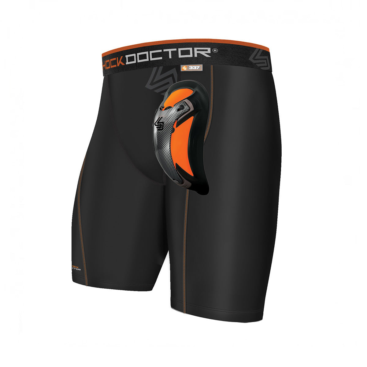 Shock Doctor Kompressionsshorts med Carbon Flex Cup - Svart