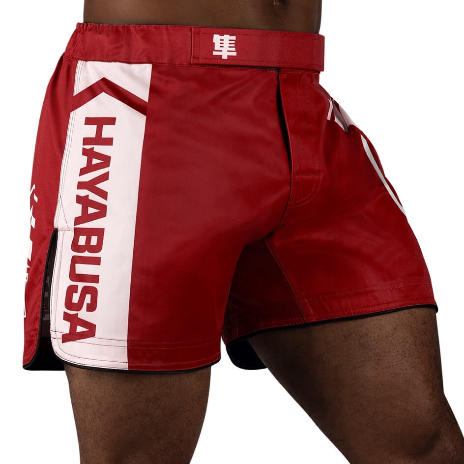Fightshorts - Hayabusa - 'Icon Mid-Length' - Rød/Vit