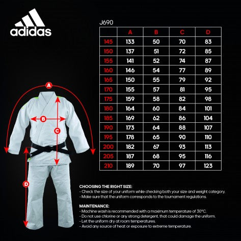 Judo Uniform - Adidas Judo - 'Quest J690' - Vit-Svart