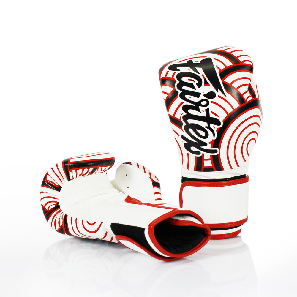 Boxningshandskar - Fairtex - BGV14 Red Wave, Vit/Röd/Svart