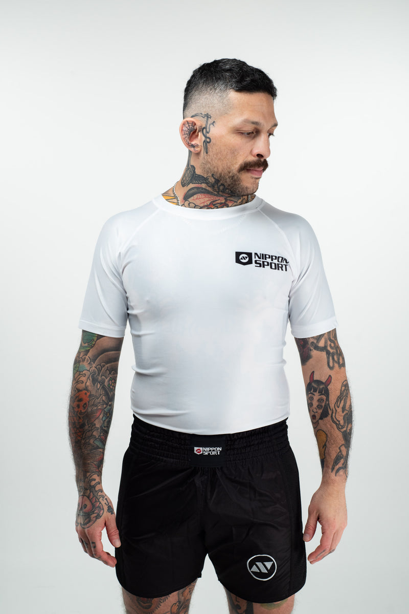 Rash Guard - Nippon Sport - 'Short sleeves' - Vit