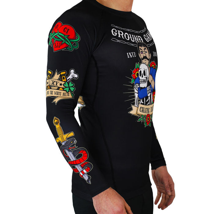 Rash Guard - Ground Game - Oldschool - Långärmad - Svart