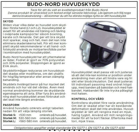 Boxhjälm - Budo Nord - Full Face - svart