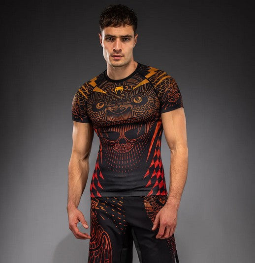 Rashguard - Venum - Quetzal Fury - Korta ärmar - Svart/Röd/Orange