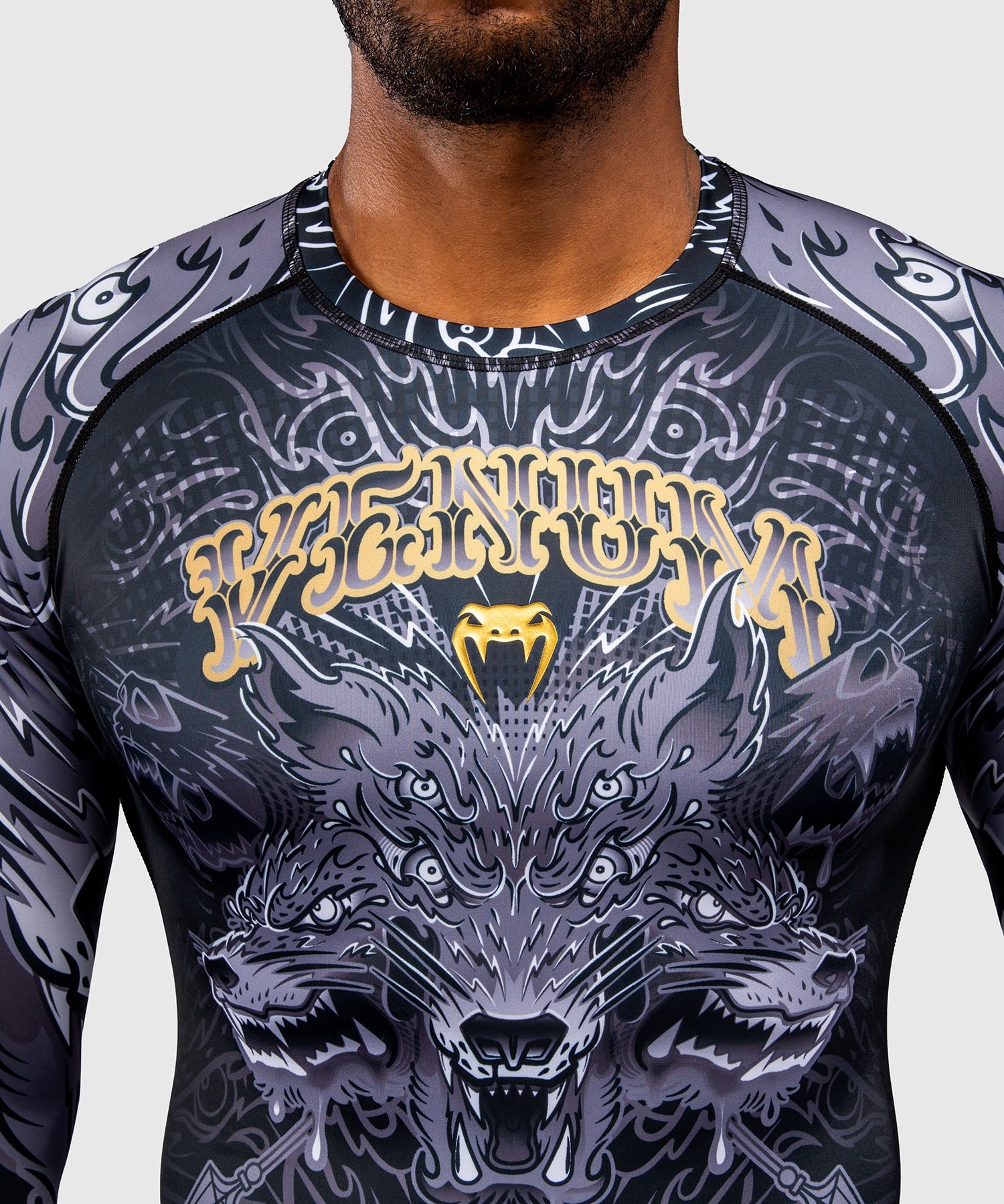 Rashguard - Venum - Wolf Atak - Långärmad, Svart/Grå