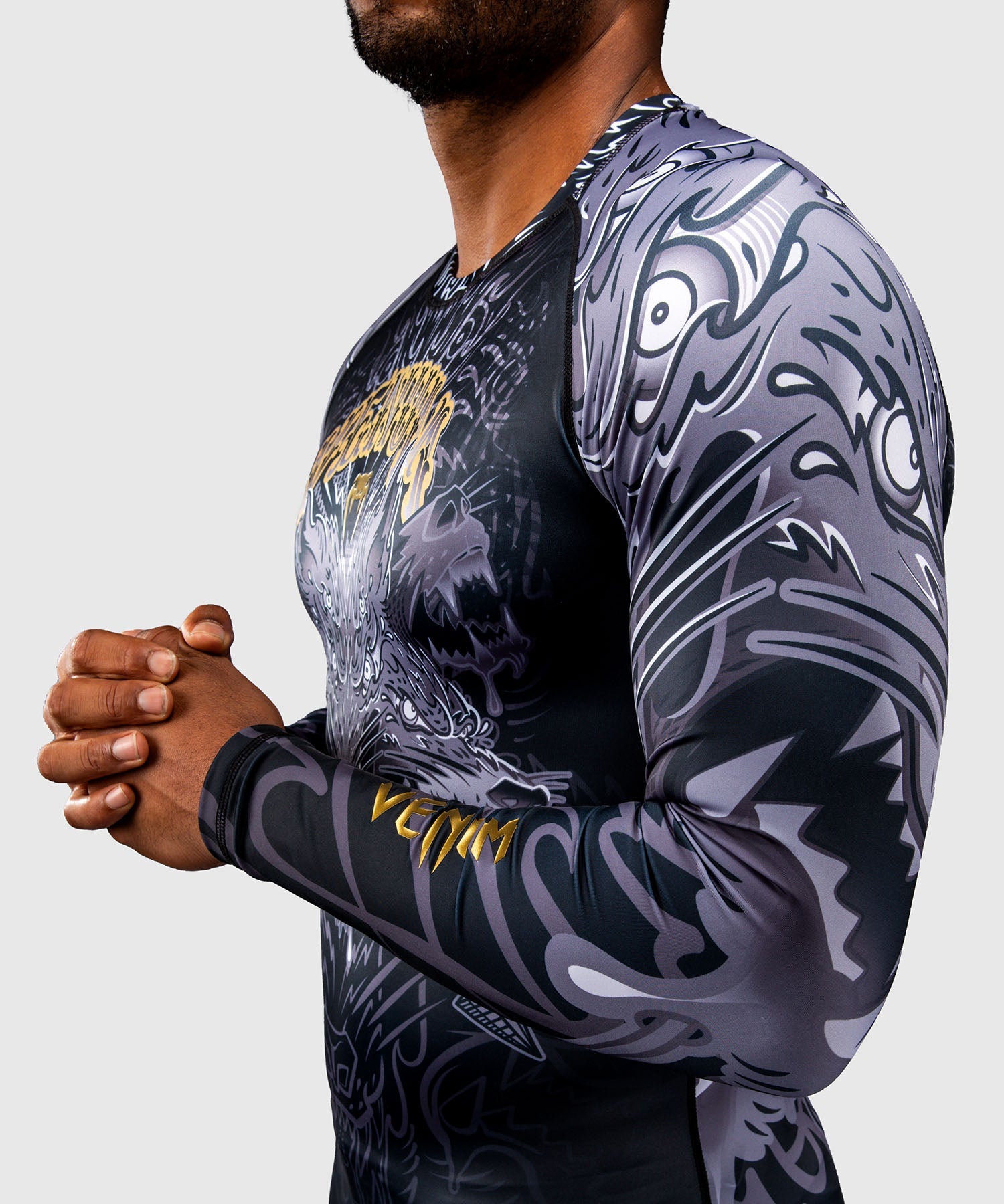 Rashguard - Venum - Wolf Atak - Långärmad, Svart/Grå