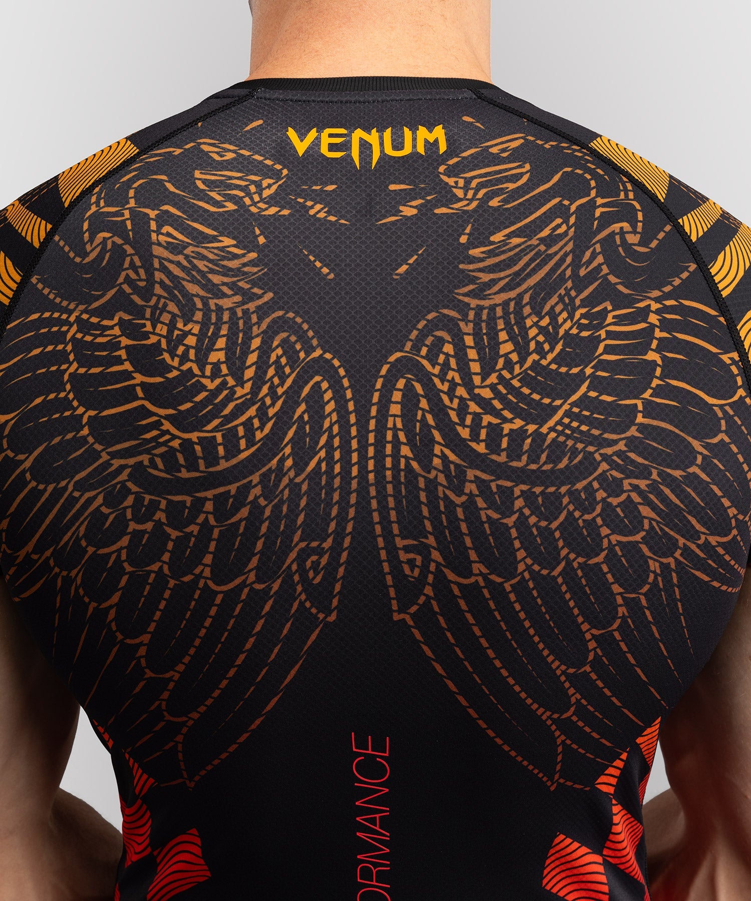 Rashguard - Venum - Quetzal Fury - Korta ärmar - Svart/Röd/Orange