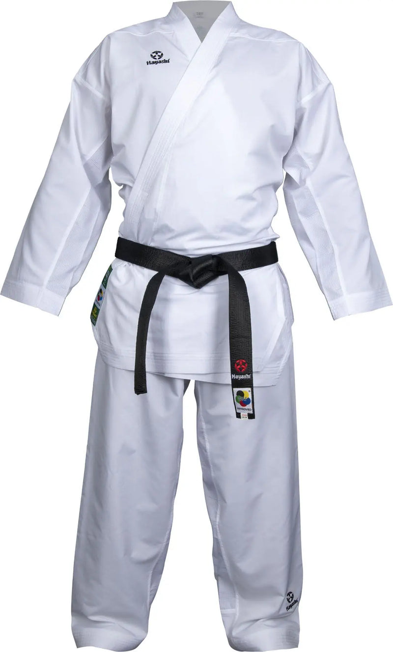 Karate-Gi - Hayashi - 'Green gi' - 'Premium Kumite' - vit/vit axelbroderi