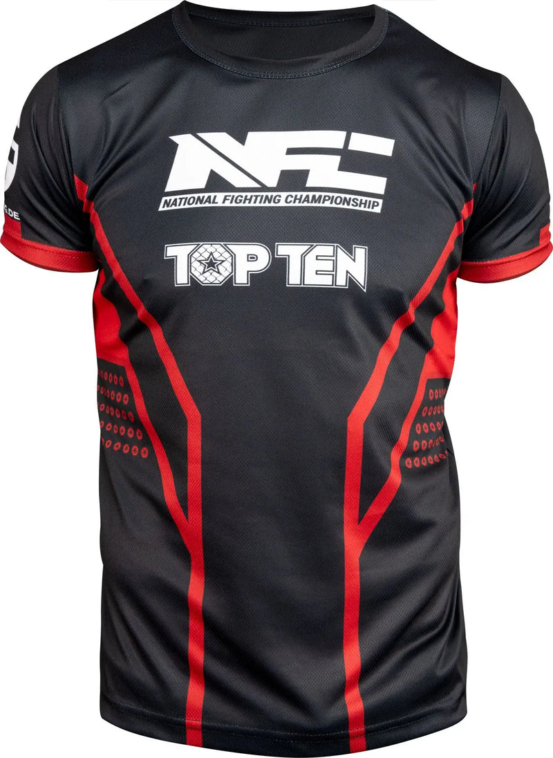 T-Shirt - TOP TEN - 'NFC' - Svart-Röd