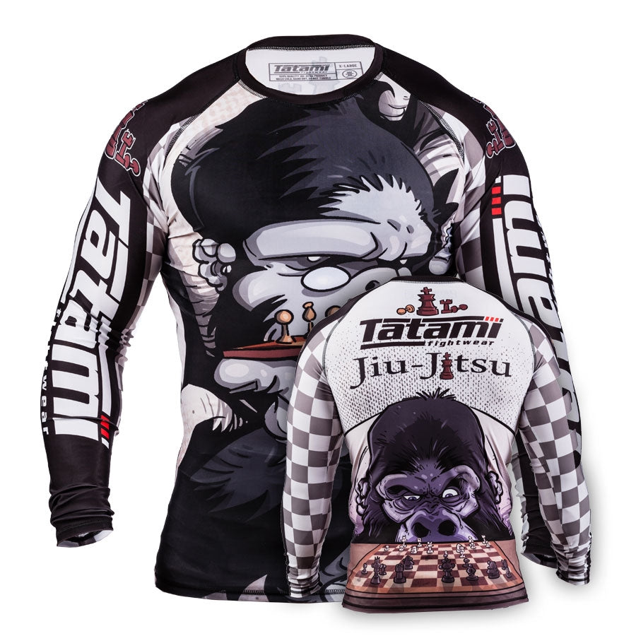 Rashguard - Tatami - 'Chess Gorilla' - Vit-Svart