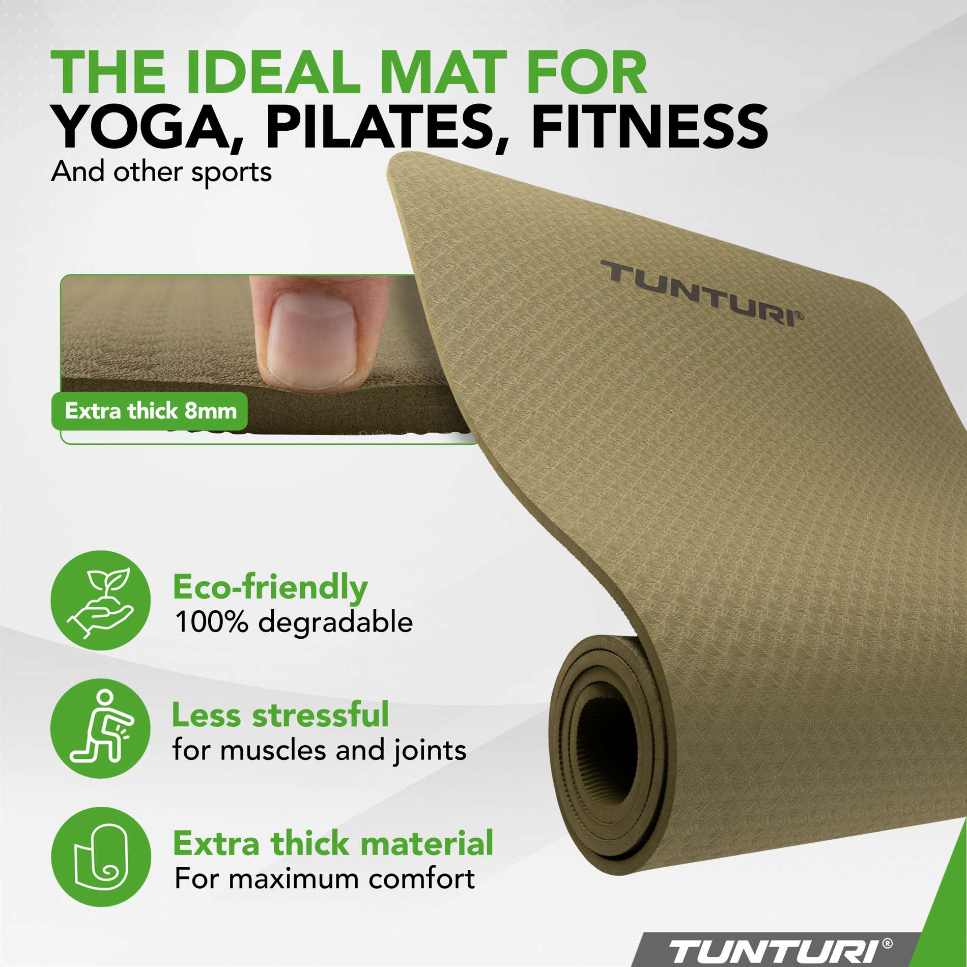 Yogamatta - Tunturi - '8MM' - Armégrönt