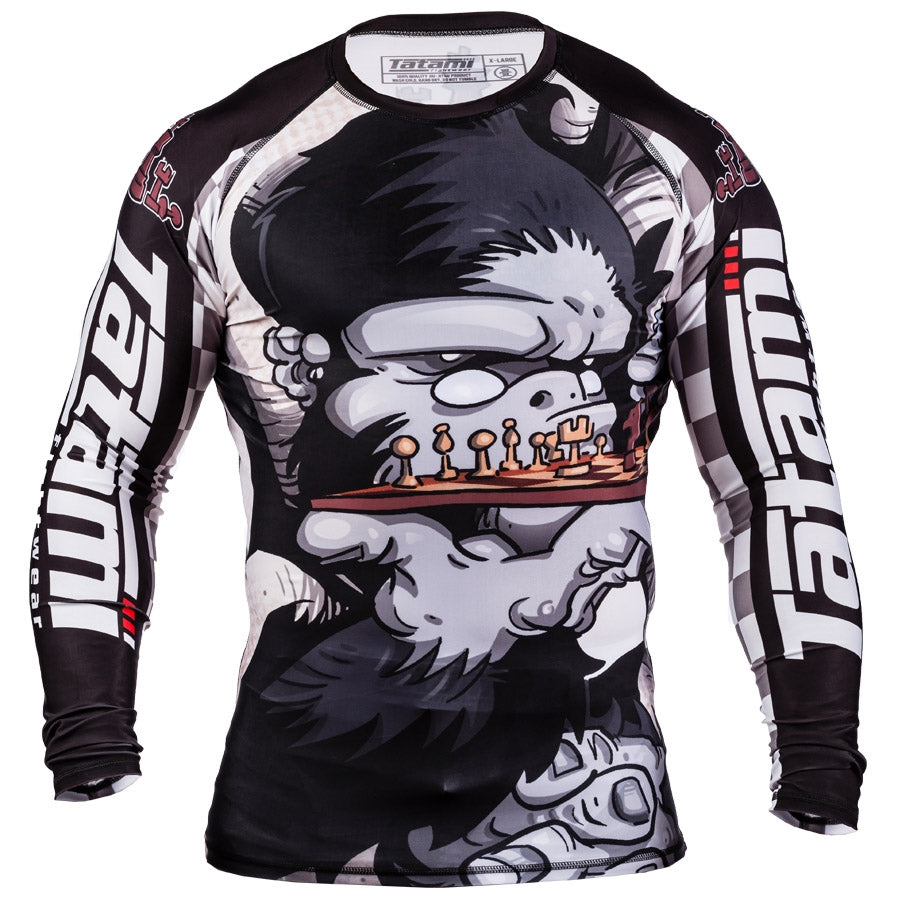 Rashguard - Tatami - 'Chess Gorilla' - Vit-Svart