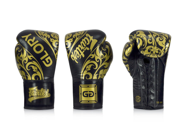 Boksehandske - Fairtex - Glory Limited Edition - Black/Gold Snørre