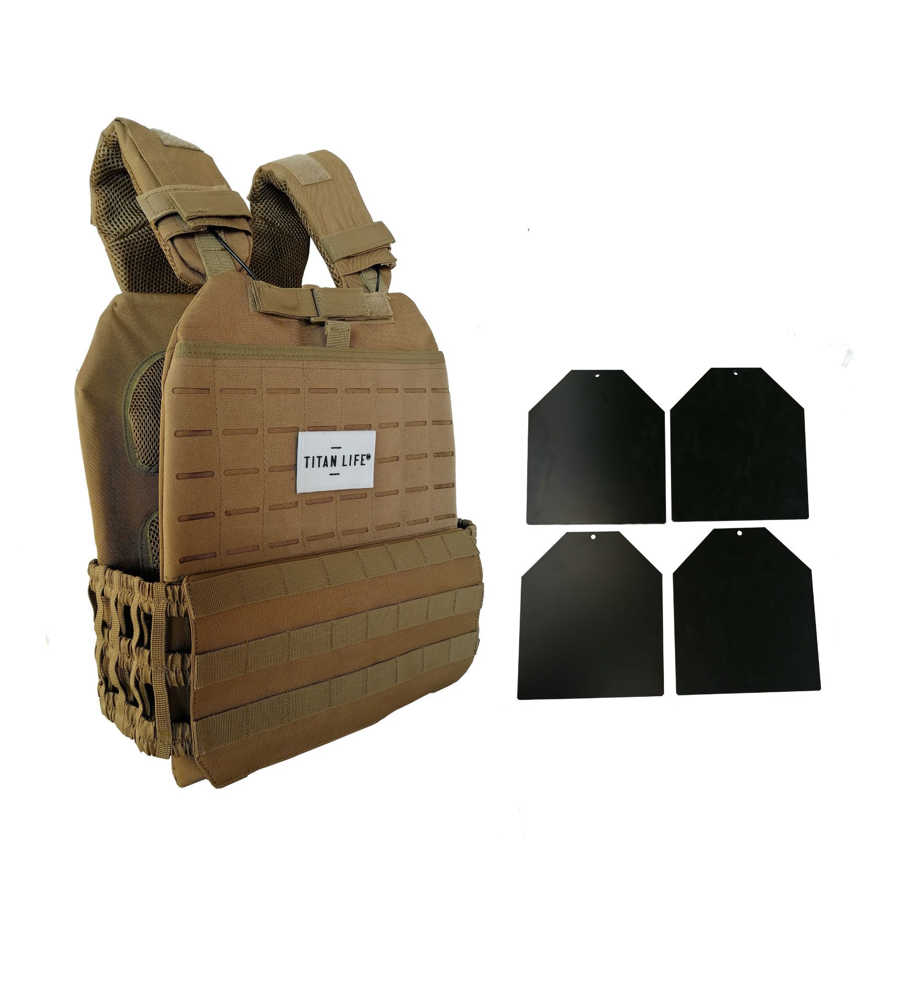 Viktväst - Titan Life Weightvest Tactical - 14 (3,7-14) kg - Brun