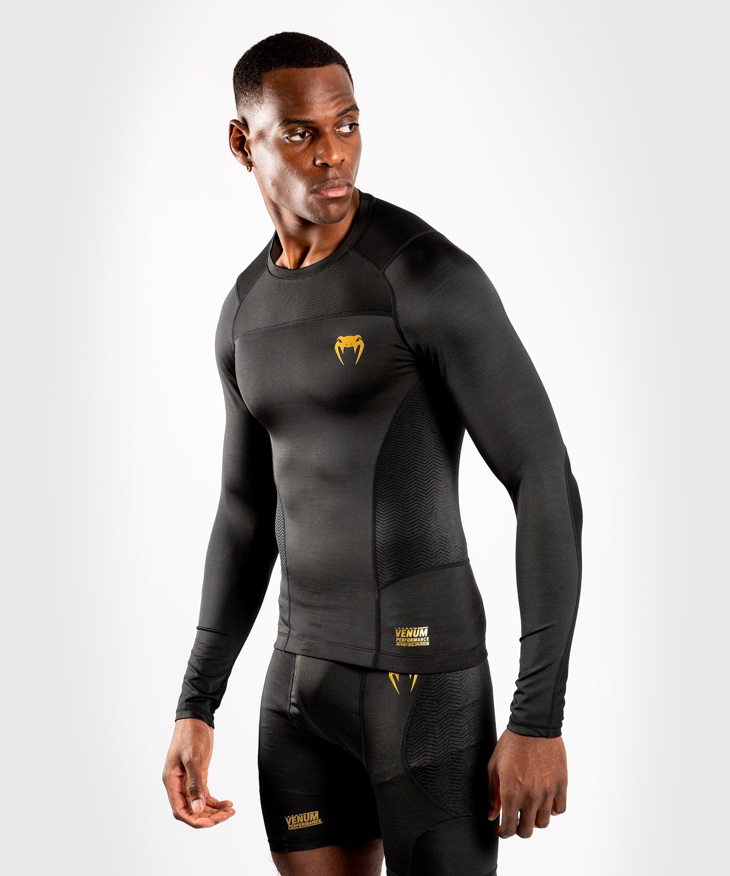 Rash Guard - Venum - 'G-Fit' - Långärmat - Svart-Guld
