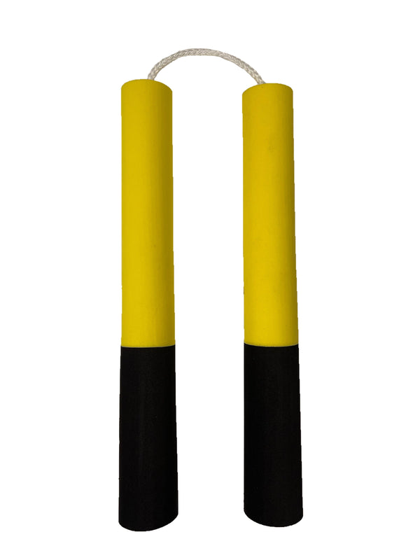 Dummy vapen - Nunchaku i skum - svart/gul