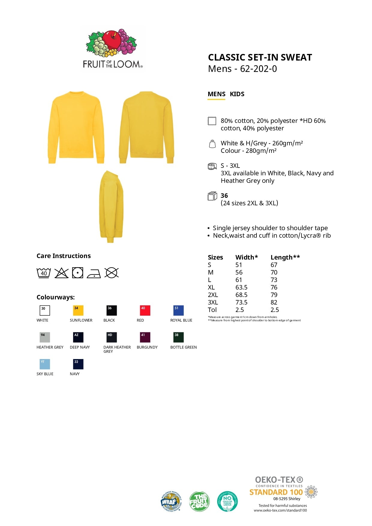 Tröja - Fruit of the Loom - 'Crewneck' - Navy