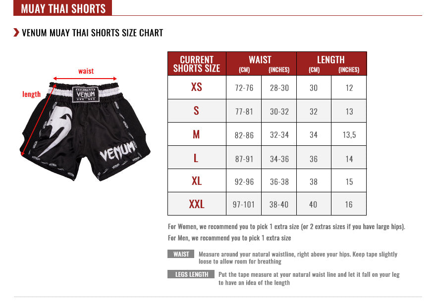 Muay Thai Shorts - Venum - 'Classic' - Svart-Rød