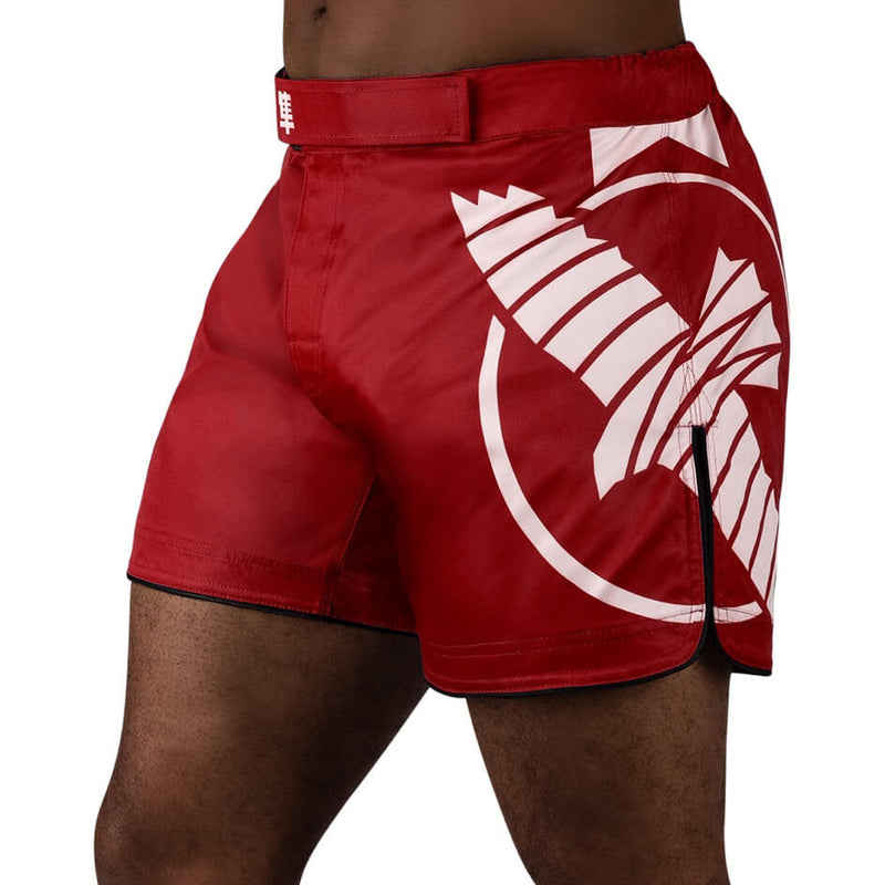 Fightshorts - Hayabusa - 'Icon Mid-Length' - Rød/Vit