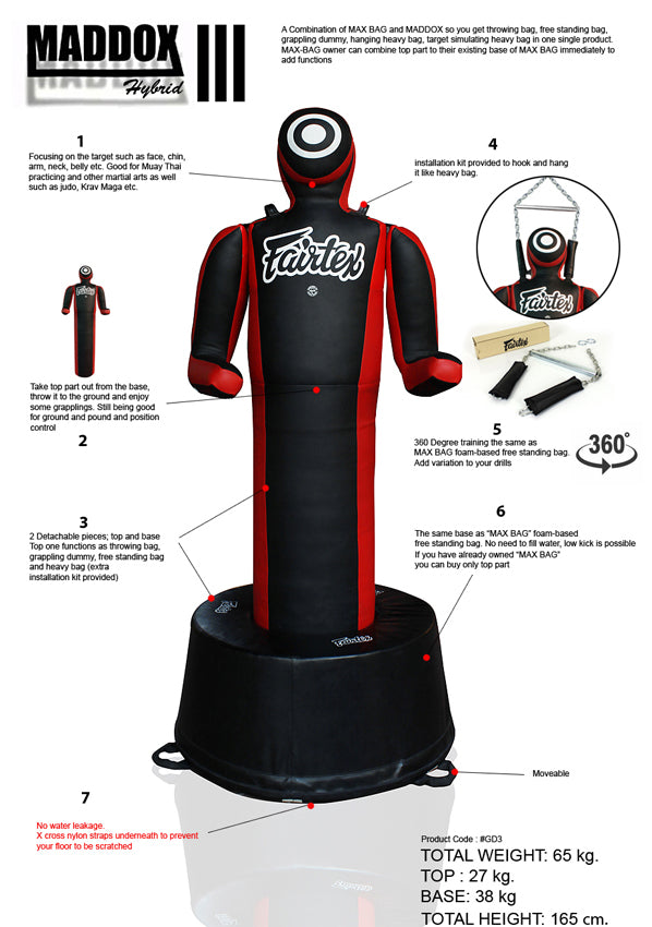 Grappling - Boxing Dummy - Fairtex - 'GD3' standing - Svart