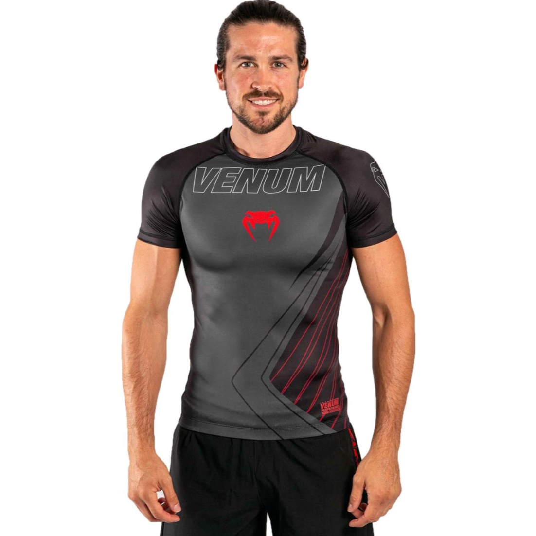 Rash Guard - Venum - 'Contender 5.0' - Svart-Röd - Kortärmad