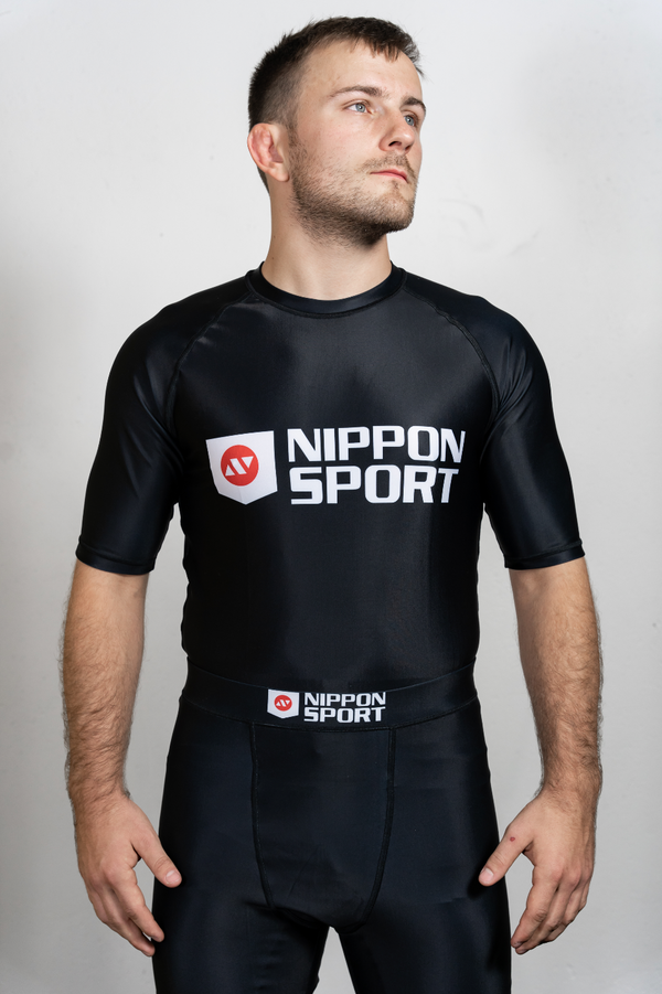 Rash Guard - Nippon Sport - 'Short sleeves' - Svart